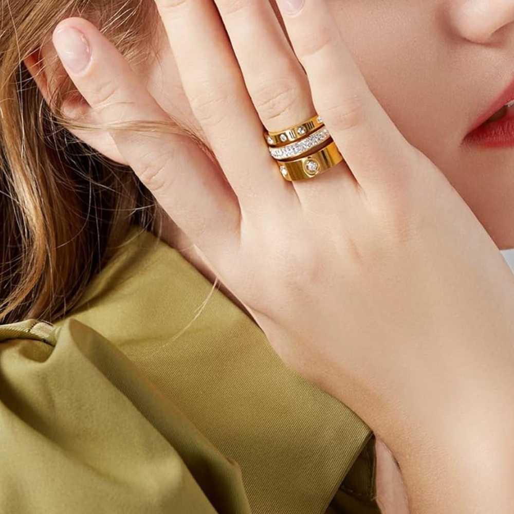 Gold Crystal Roman Numeral Ring - Picture 6 of 7